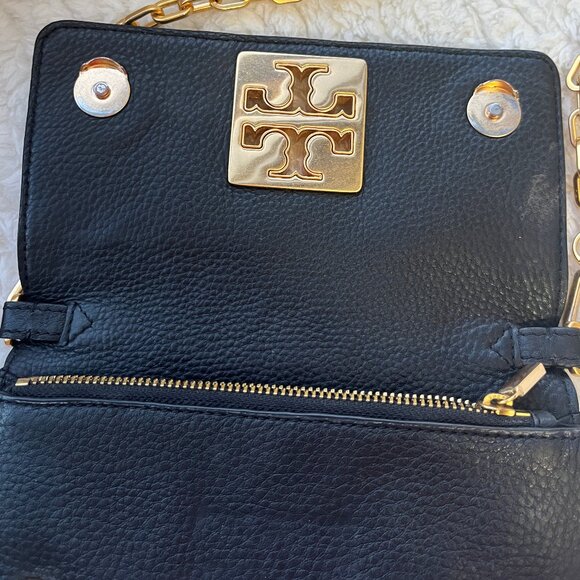 Tory Burch Black Leather Crossbody Bag | Removable Gold Chain and Leather Strap - Picture 5 of 7